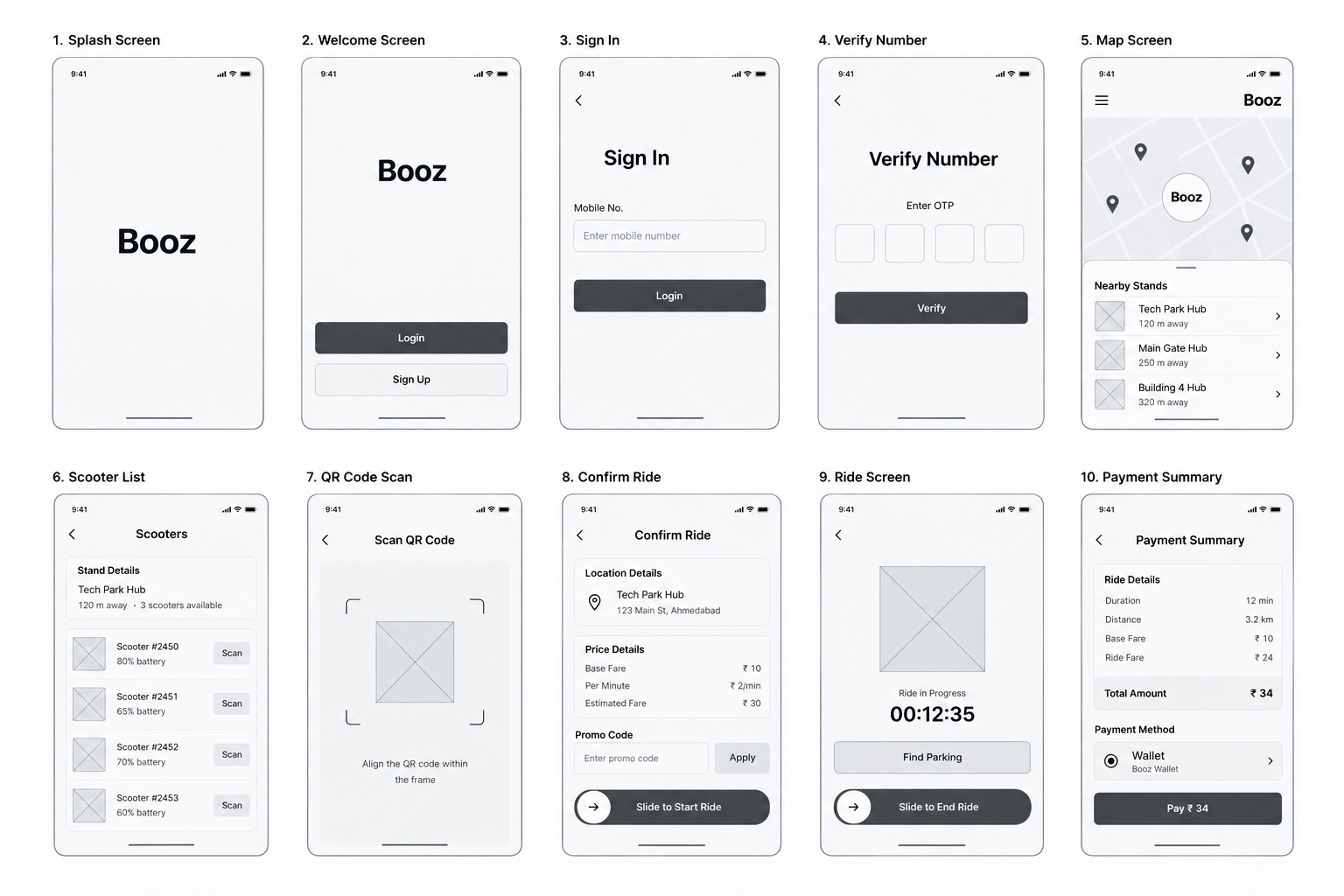Booz Wireframes — Light Mode