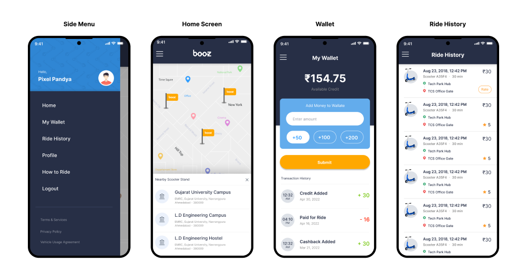 Booz Navigation Screens — Light Mode
